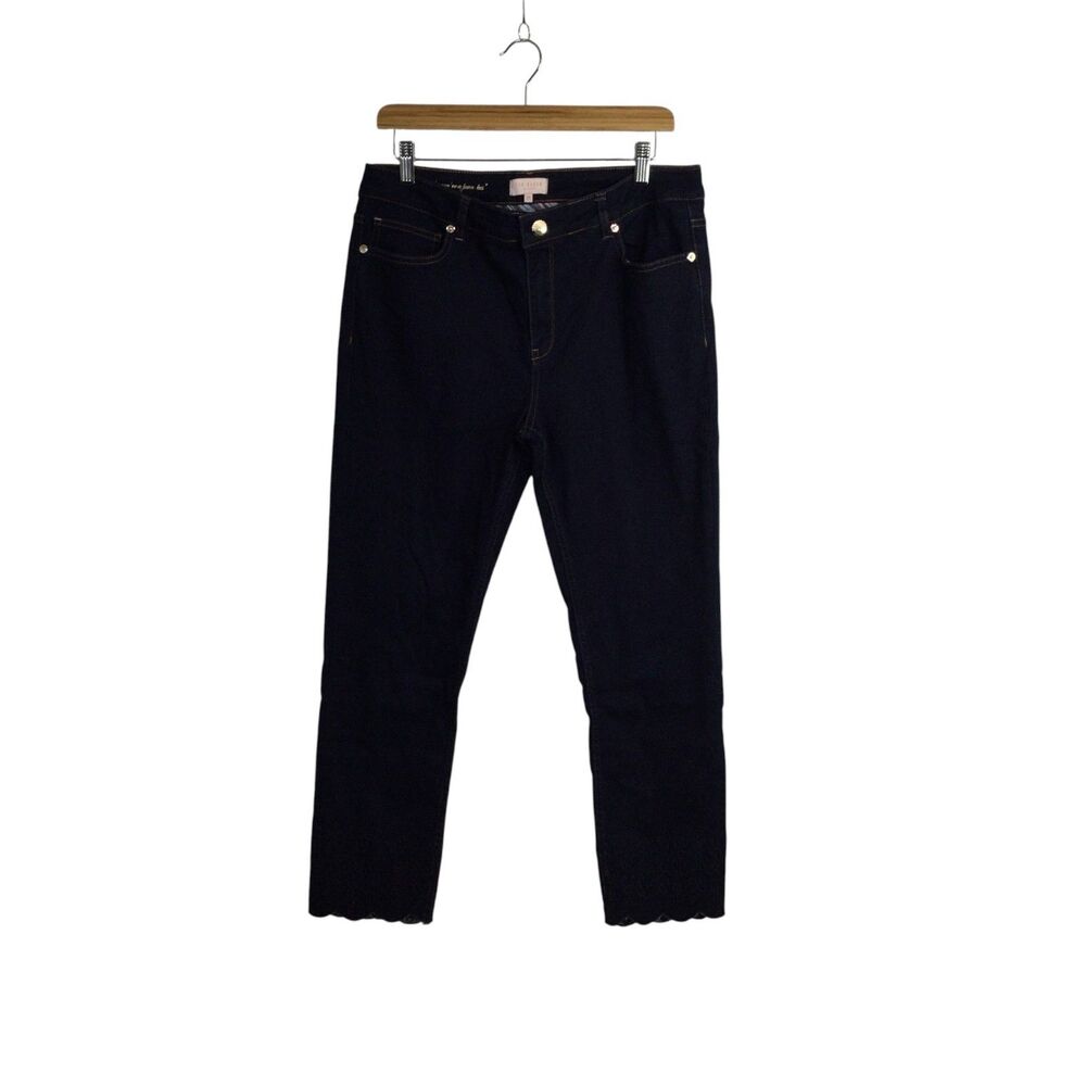 Ted Baker Womens Scallop Hem Slim Leg Jeans Denim Stretch Dark Blue Size 34